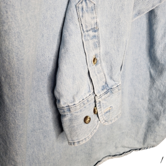 VINTAGE Shirt HARD ROCK CAFE Tampa Button Down Chambray Embroidered Sz L - Picture 7 of 7